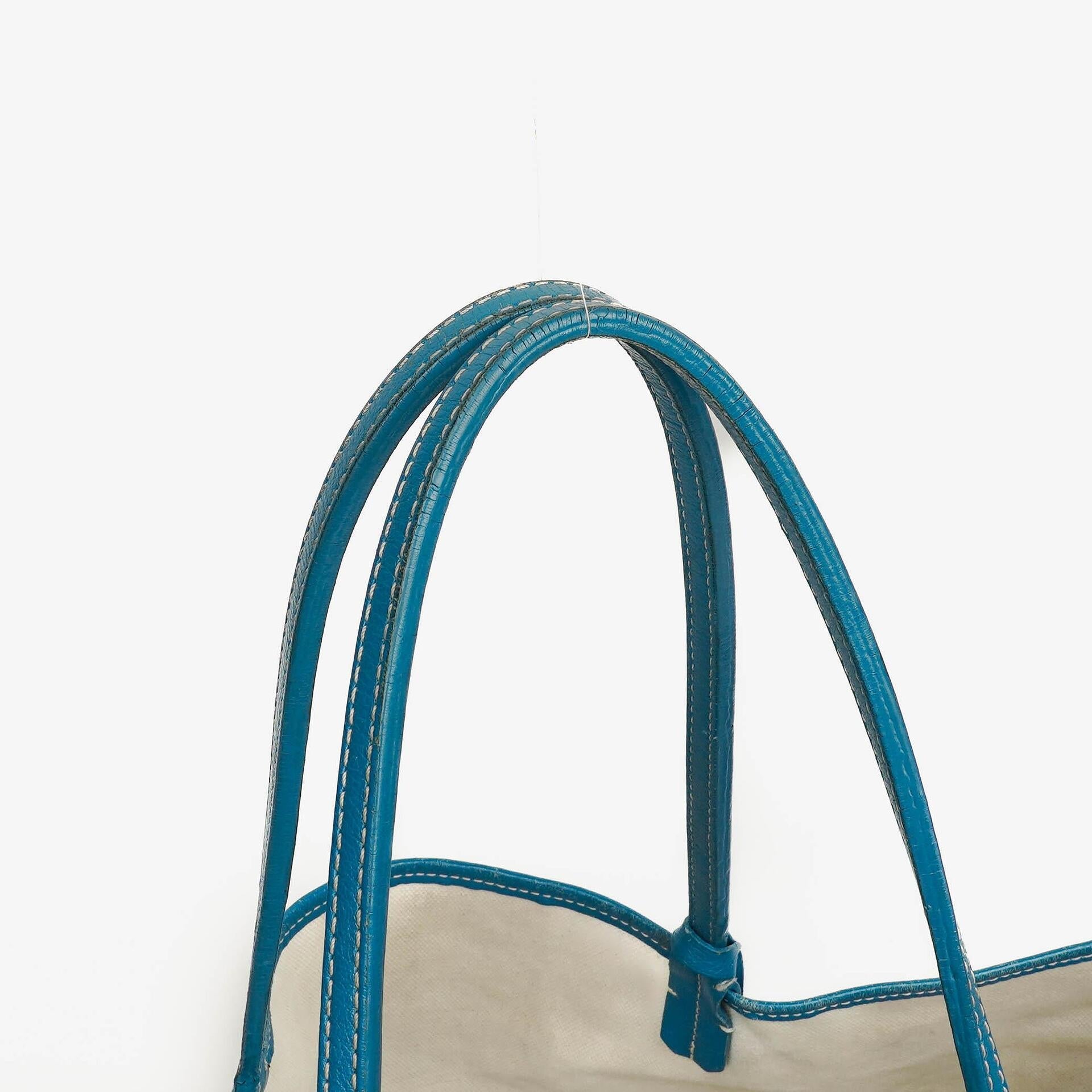 Goyard Saint Louis GM Tote-Tasche aus blauem beschichtetem Canvas mit Chevron-Print