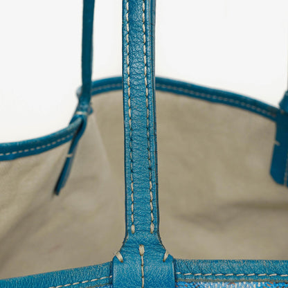 Goyard Saint Louis GM Tote-Tasche aus blauem beschichtetem Canvas mit Chevron-Print
