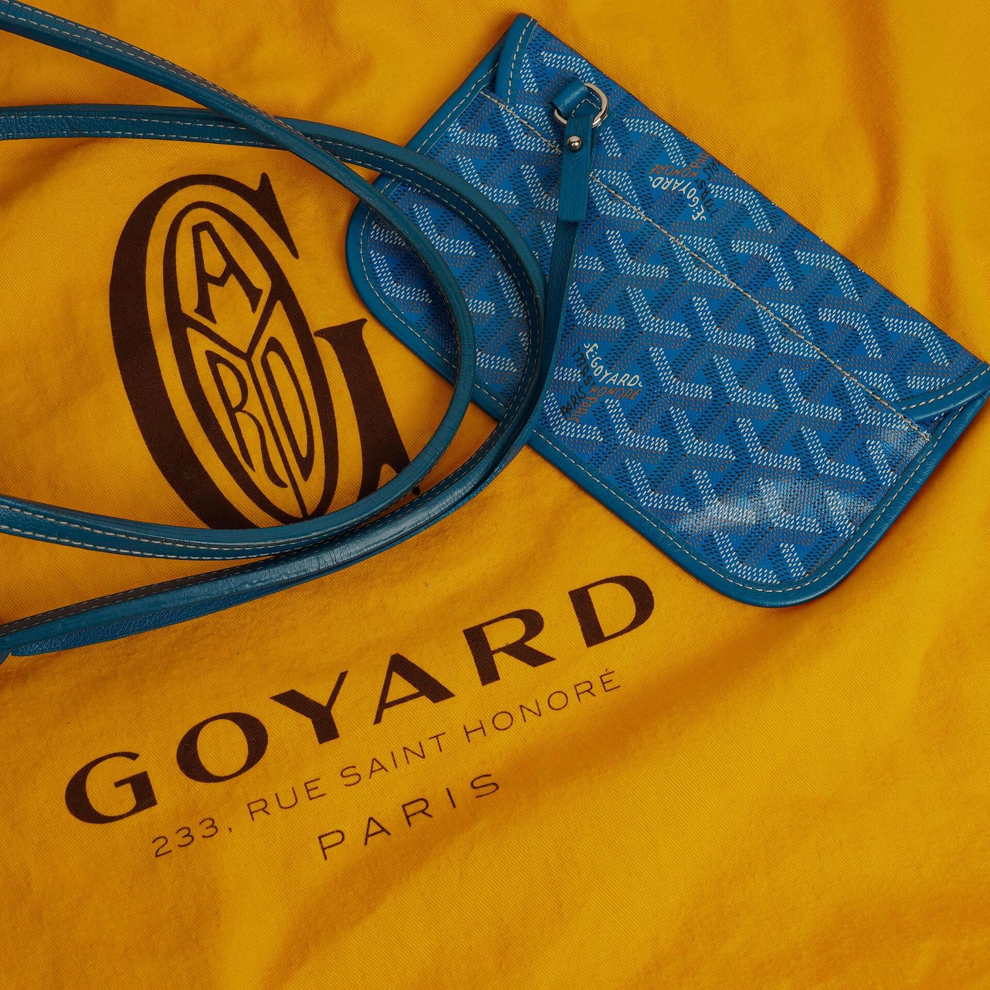 Goyard Saint Louis GM Tote-Tasche aus blauem beschichtetem Canvas mit Chevron-Print