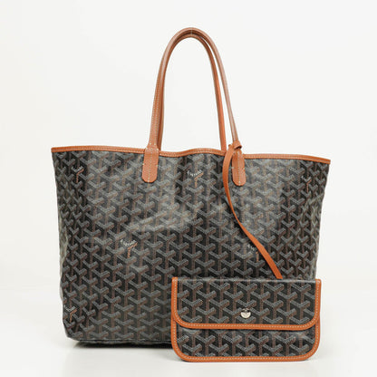 Goyard Saint Louis PM Tote aus schwarzem beschichtetem Canvas mit Chevron-Print
