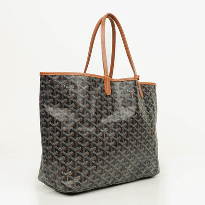 Goyard Saint Louis PM Tote aus schwarzem beschichtetem Canvas mit Chevron-Print