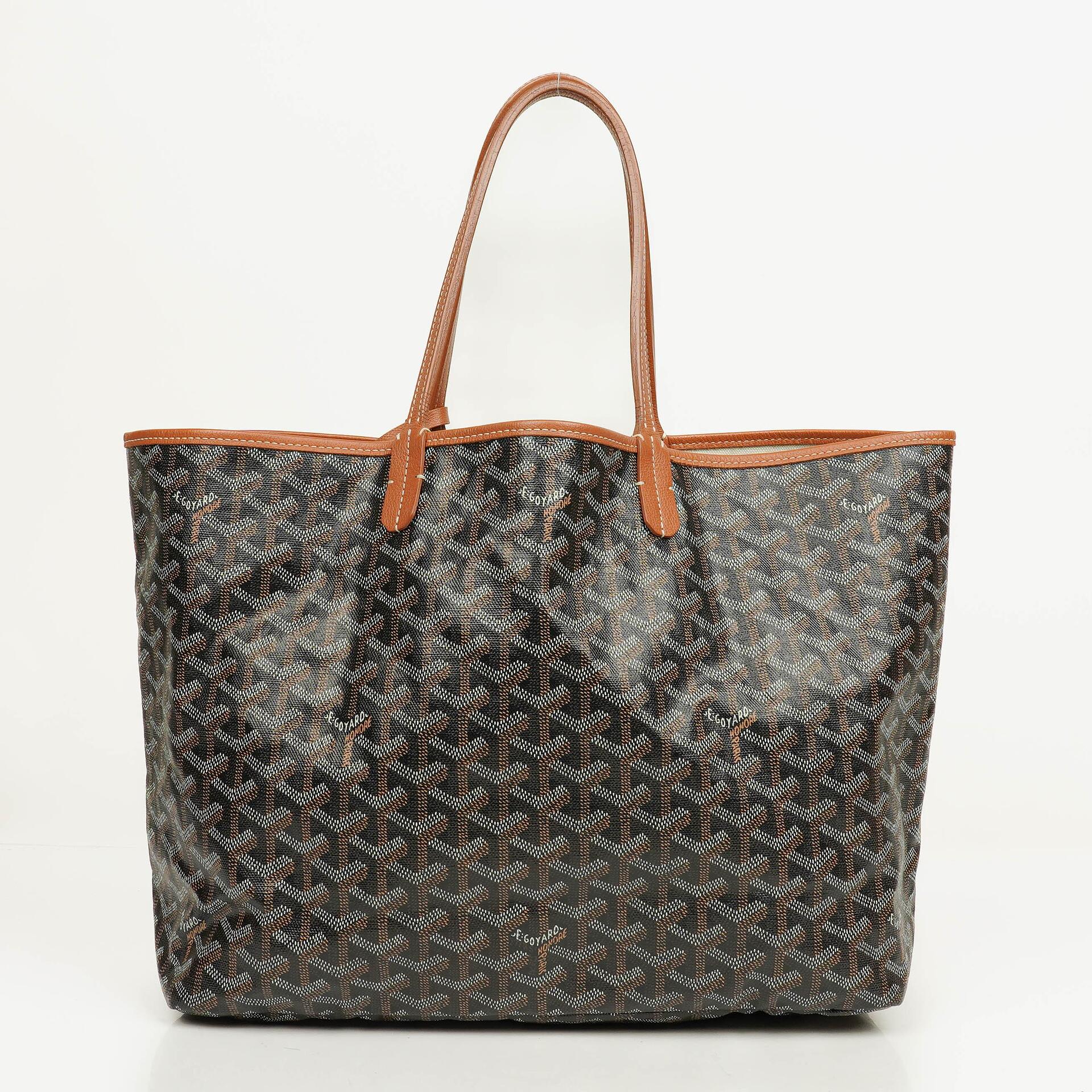 Goyard Saint Louis PM Tote aus schwarzem beschichtetem Canvas mit Chevron-Print
