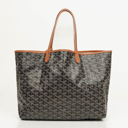 Goyard Saint Louis PM Tote aus schwarzem beschichtetem Canvas mit Chevron-Print