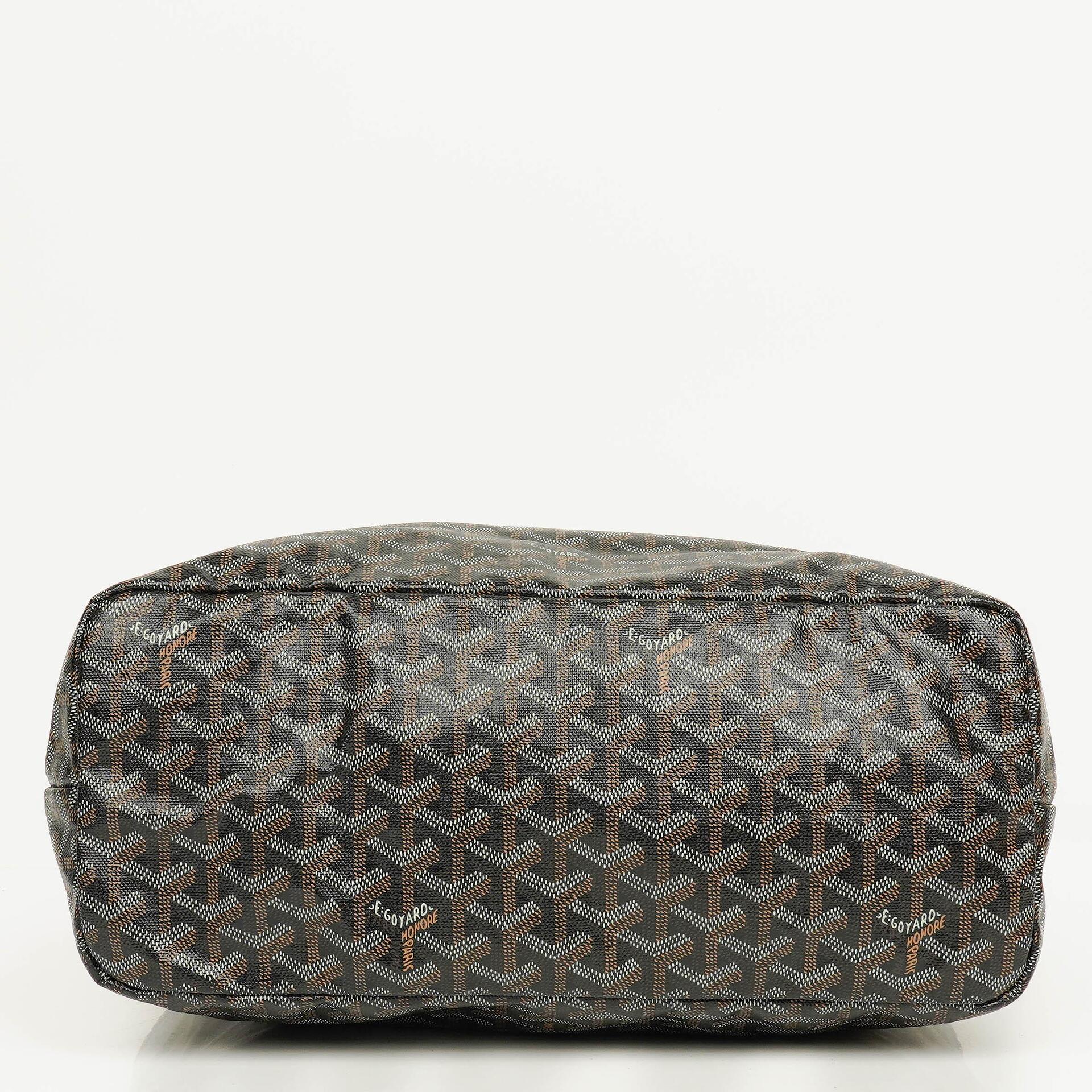 Goyard Saint Louis PM Tote aus schwarzem beschichtetem Canvas mit Chevron-Print