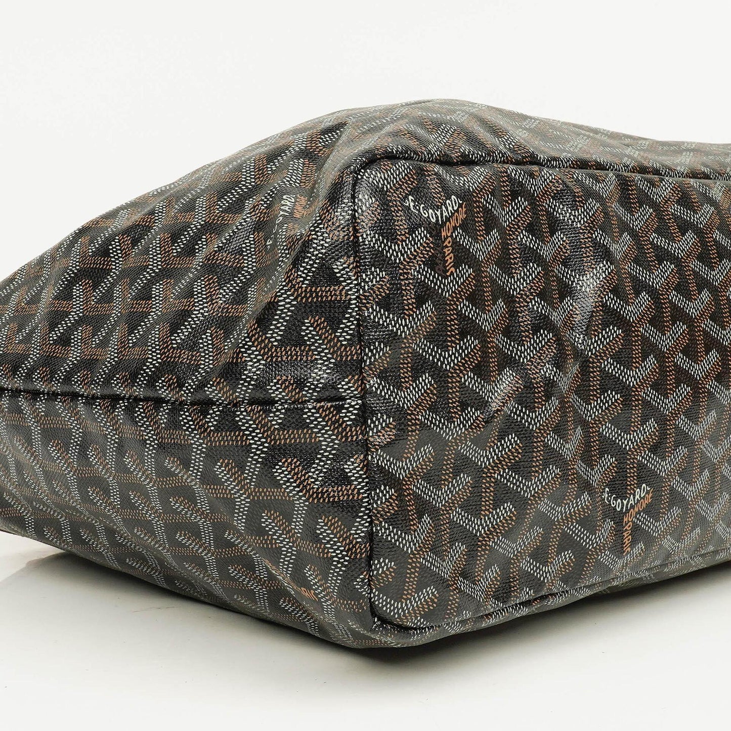 Goyard Saint Louis PM Tote aus schwarzem beschichtetem Canvas mit Chevron-Print