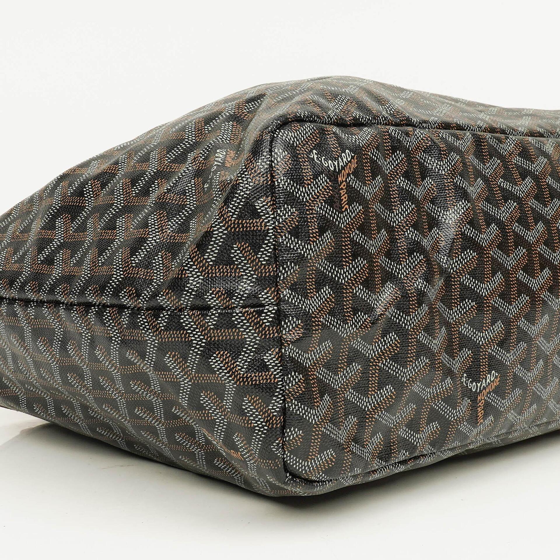 Goyard Saint Louis PM Tote aus schwarzem beschichtetem Canvas mit Chevron-Print