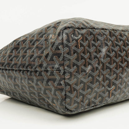 Goyard Saint Louis PM Tote aus schwarzem beschichtetem Canvas mit Chevron-Print