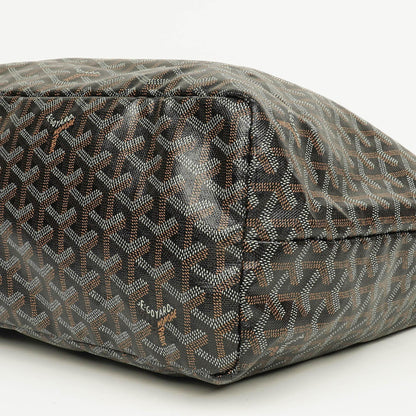 Goyard Saint Louis PM Tote aus schwarzem beschichtetem Canvas mit Chevron-Print