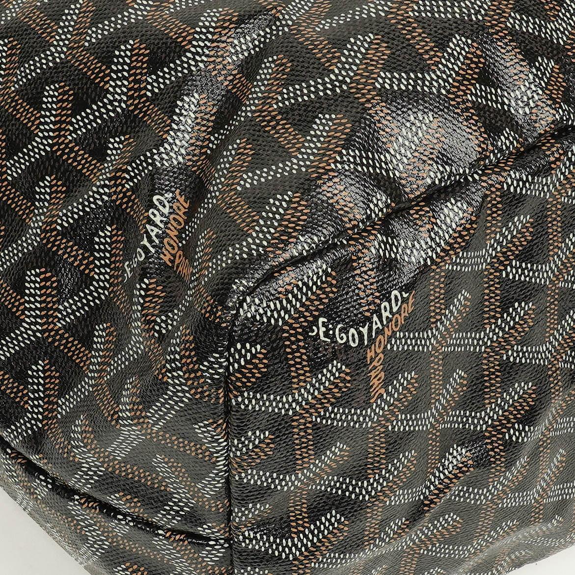 Goyard Saint Louis PM Tote aus schwarzem beschichtetem Canvas mit Chevron-Print