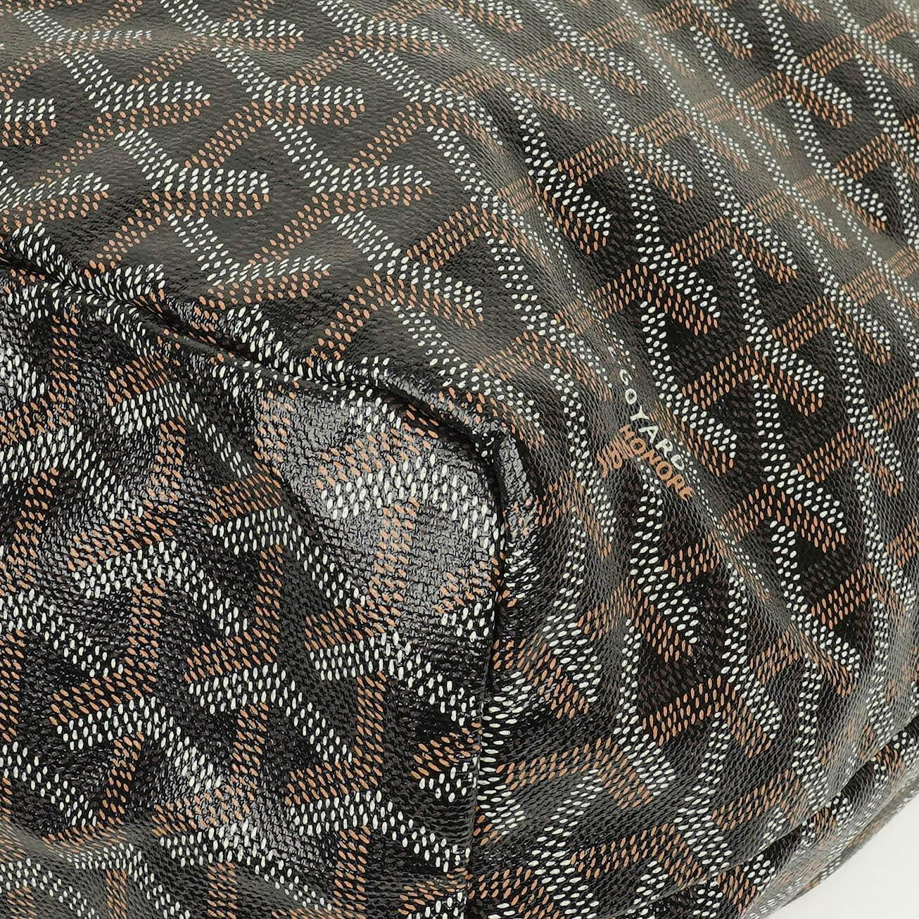 Goyard Saint Louis PM Tote aus schwarzem beschichtetem Canvas mit Chevron-Print