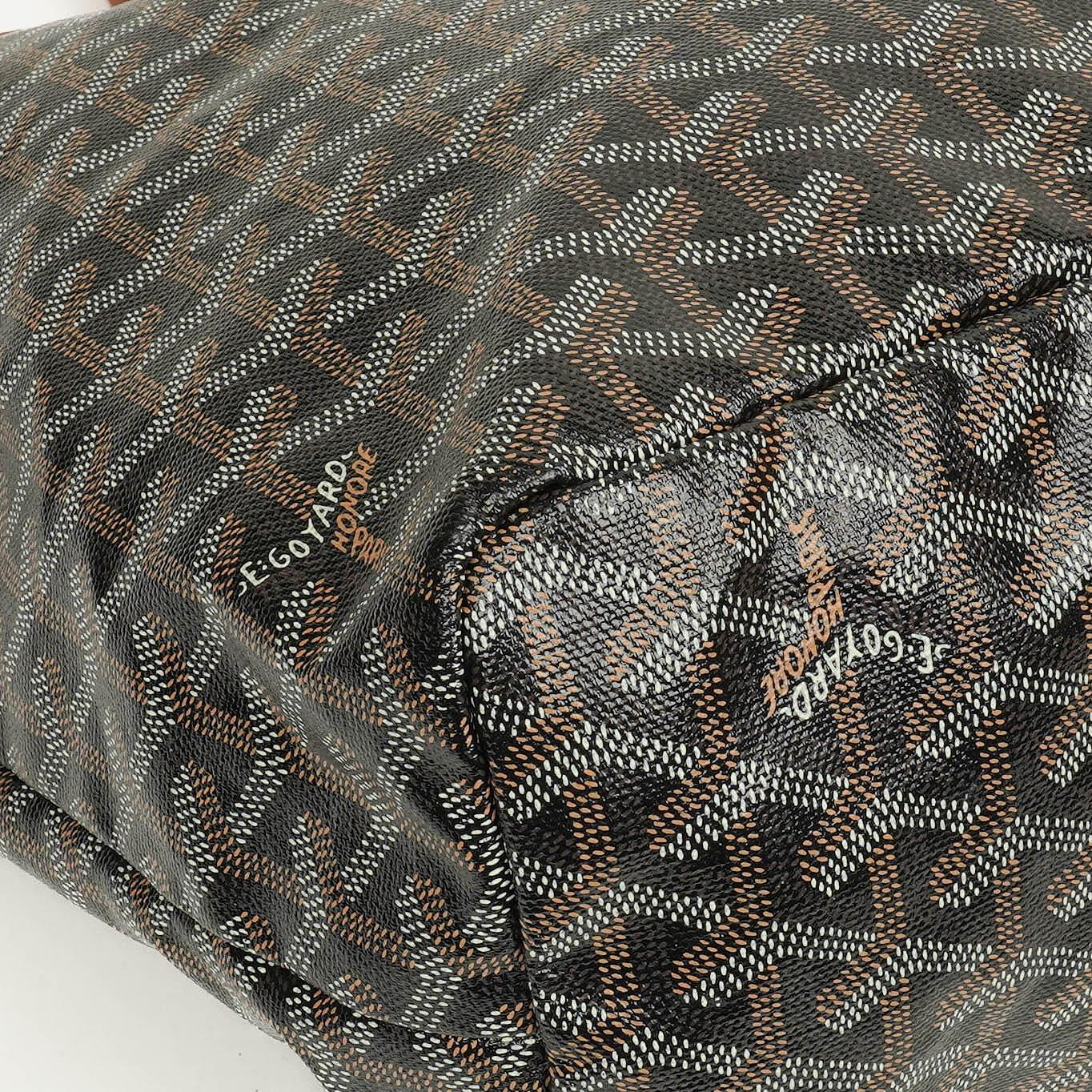 Goyard Saint Louis PM Tote aus schwarzem beschichtetem Canvas mit Chevron-Print