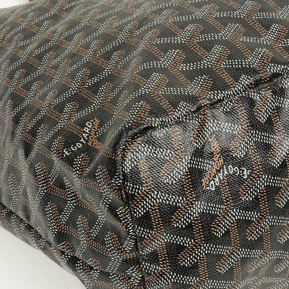 Goyard Saint Louis PM Tote aus schwarzem beschichtetem Canvas mit Chevron-Print