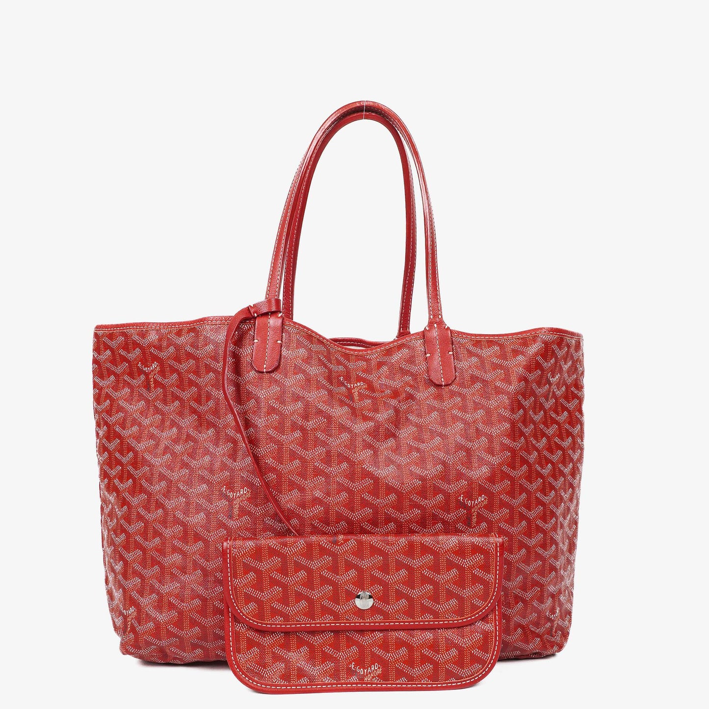 Goyard Saint Louis Tragetasche aus rotem beschichtetem Canvas mit Chevron-Print