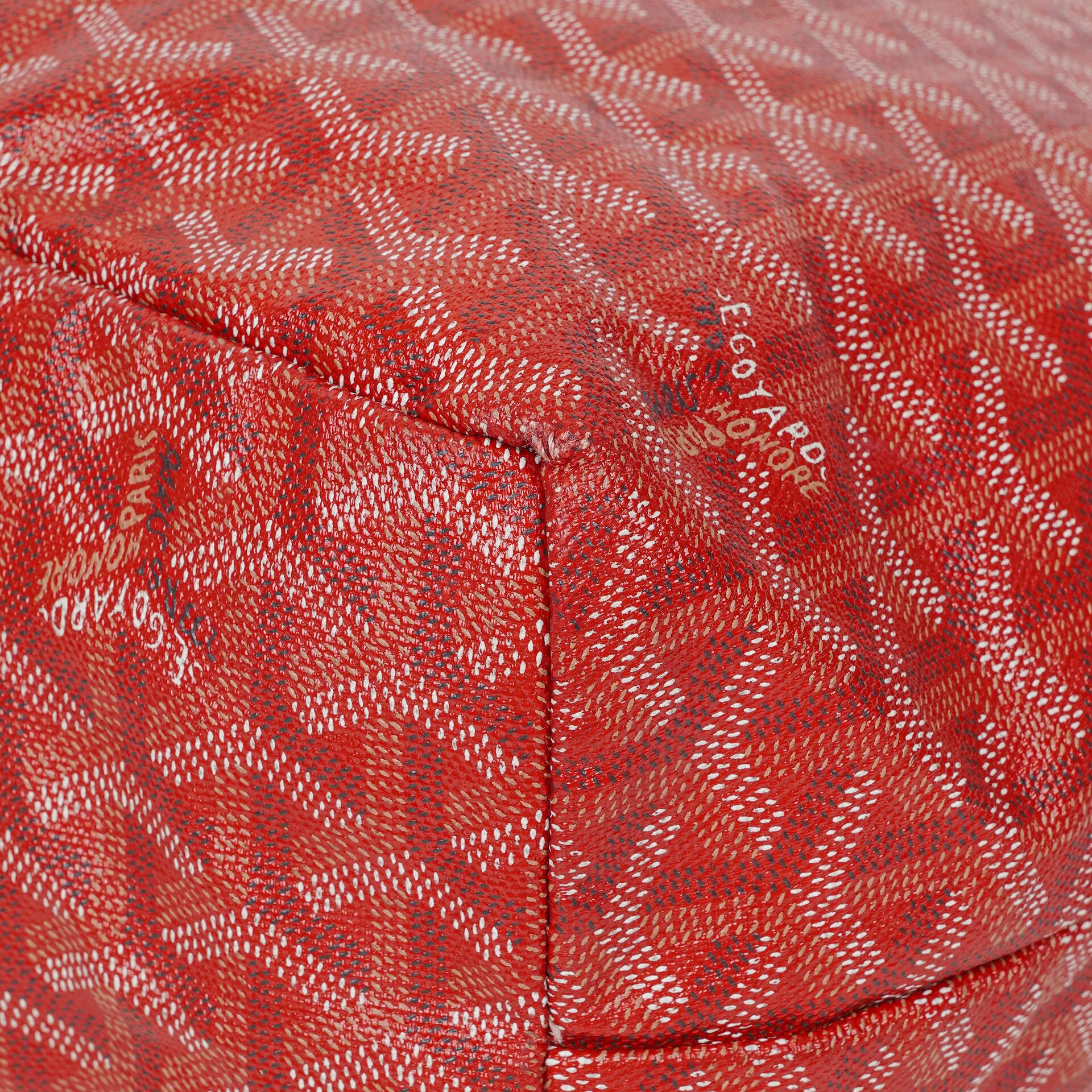 Goyard Saint Louis Tragetasche aus rotem beschichtetem Canvas mit Chevron-Print