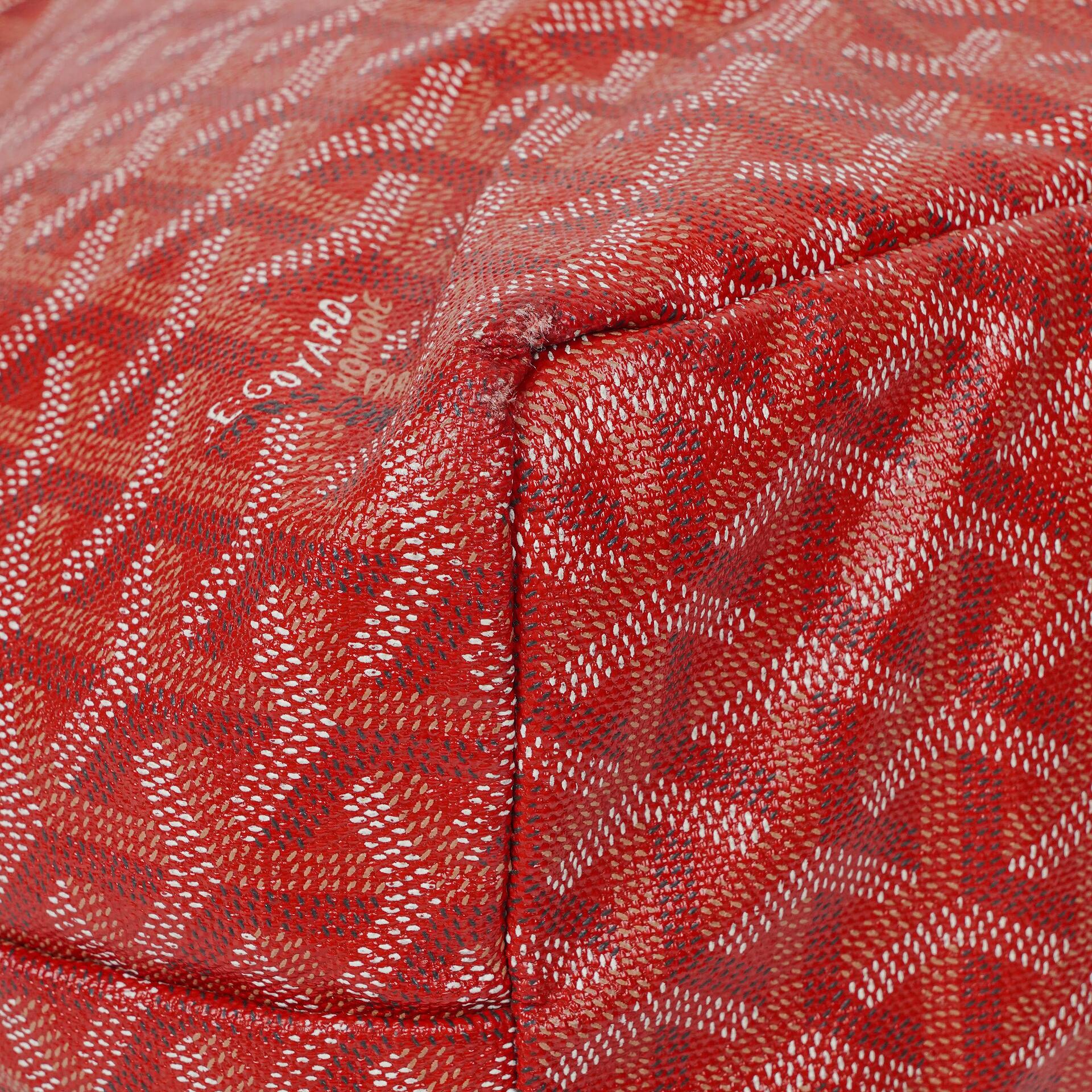 Goyard Saint Louis Tragetasche aus rotem beschichtetem Canvas mit Chevron-Print