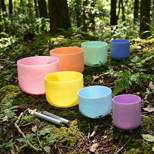 SET 7 Kristallklangschalen Macaron Design