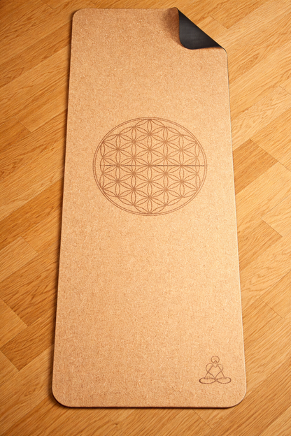 Premium Kork Yogamatte „Blume des Lebens“ • Öko-TPE • 6mm • Neu