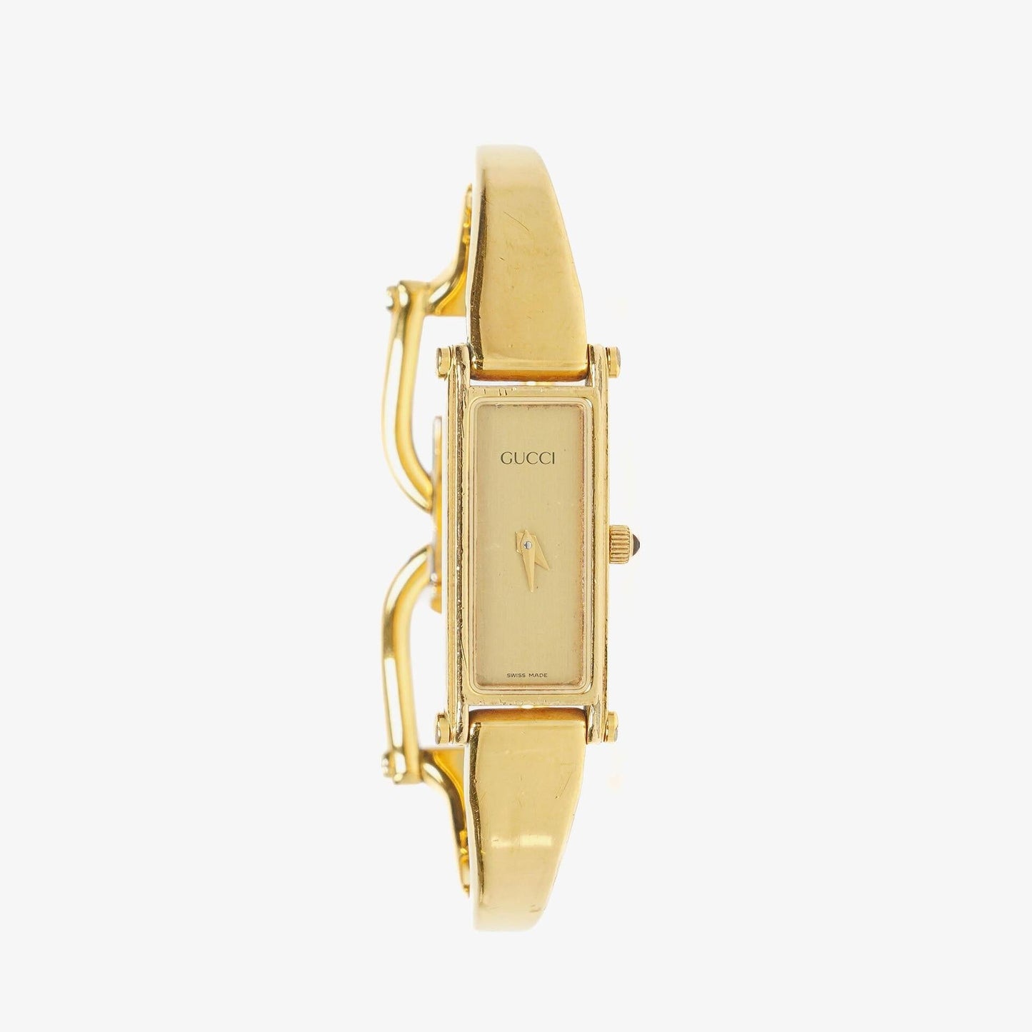 Gucci 1500 rechteckige Uhr aus goldfarbenem Edelstahl