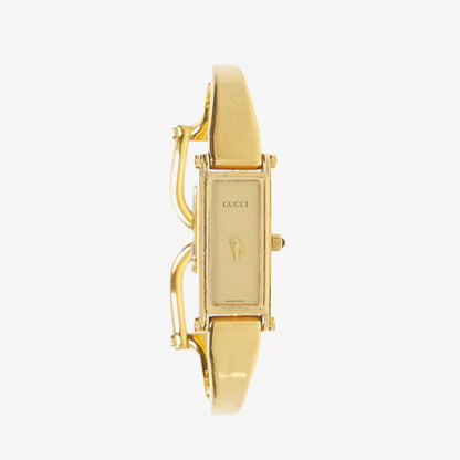 Gucci 1500 rechteckige Uhr aus goldfarbenem Edelstahl