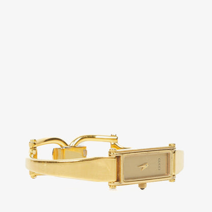 Gucci 1500 rechteckige Uhr aus goldfarbenem Edelstahl