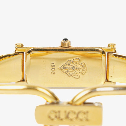 Gucci 1500 rechteckige Uhr aus goldfarbenem Edelstahl