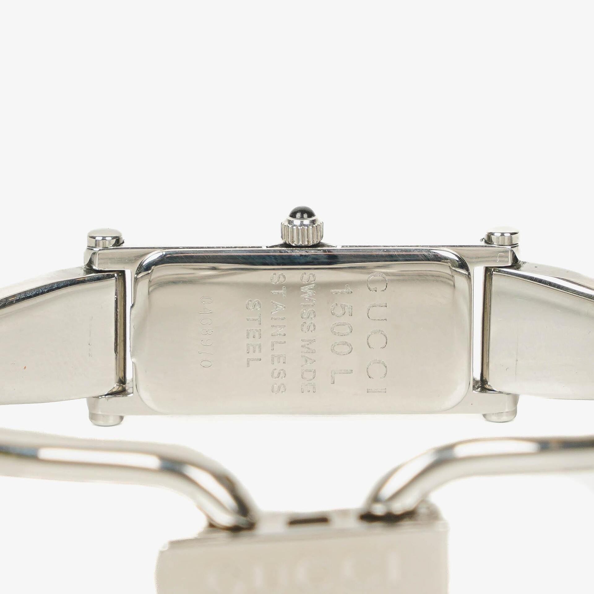 Gucci 1500L rechteckige Uhr aus Edelstahl