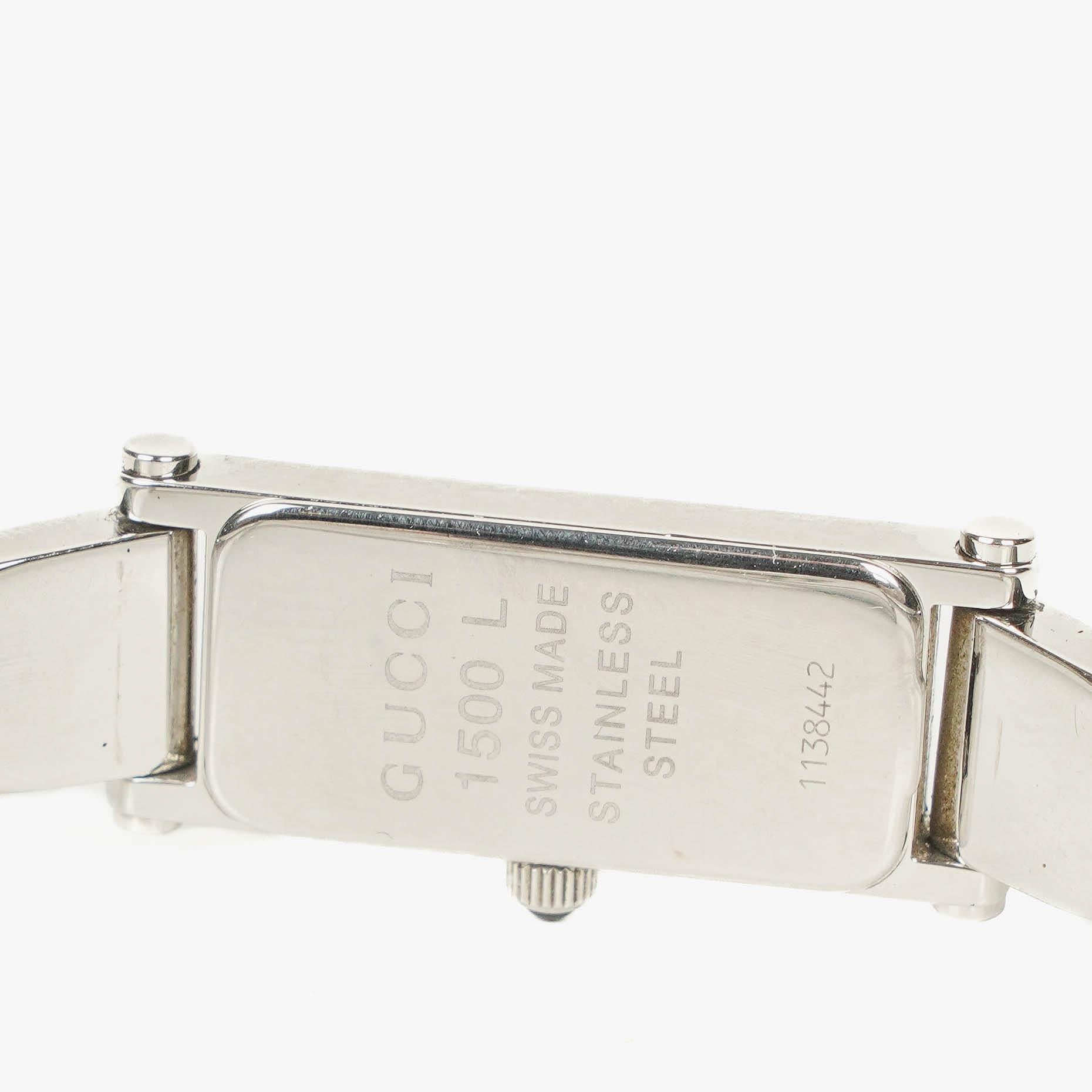 Gucci 1500L rechteckige Uhr aus Edelstahl