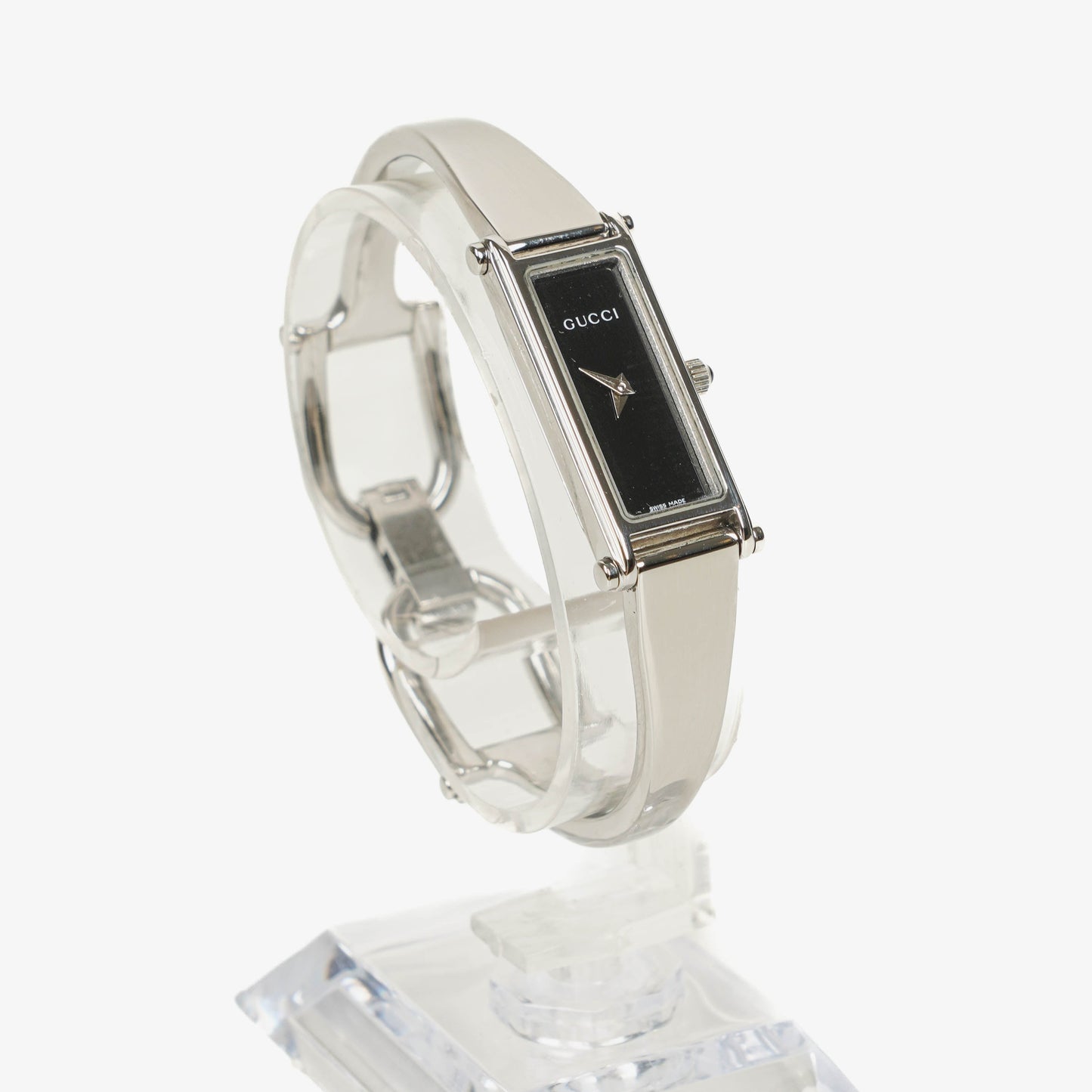 Gucci 1500L rechteckige Uhr aus Edelstahl