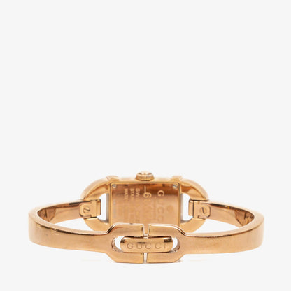 Gucci 6800L Armreif-Uhr aus goldfarbenem Edelstahl mit GG-Zifferblatt