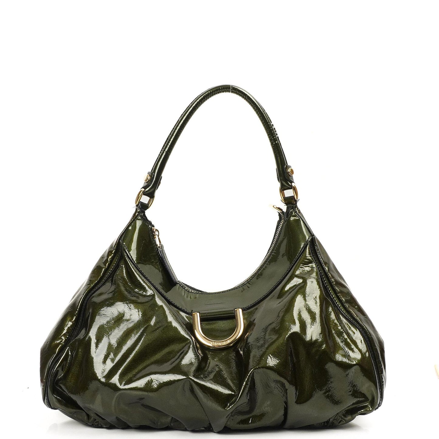 Gucci Abbey D-Ring Olivgrünes Lackleder Hobo Bag