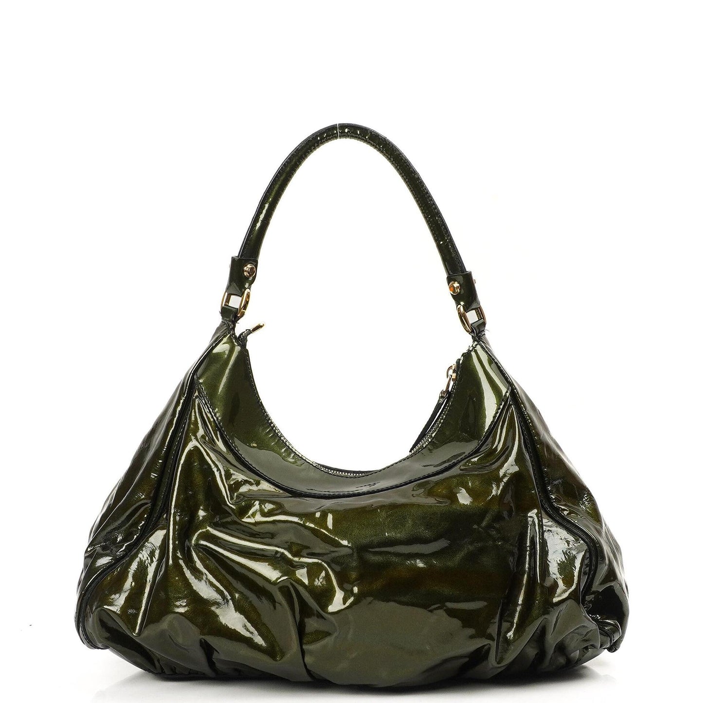 Gucci Abbey D-Ring Olivgrünes Lackleder Hobo Bag