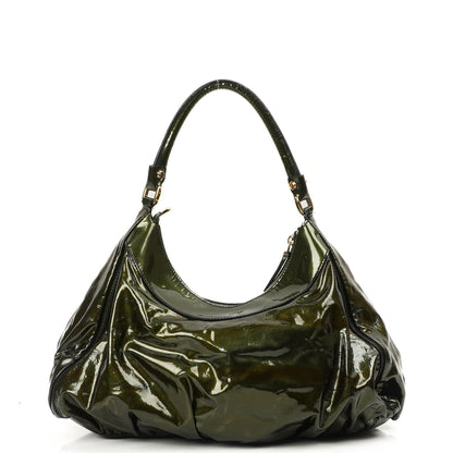 Gucci Abbey D-Ring Olivgrünes Lackleder Hobo Bag