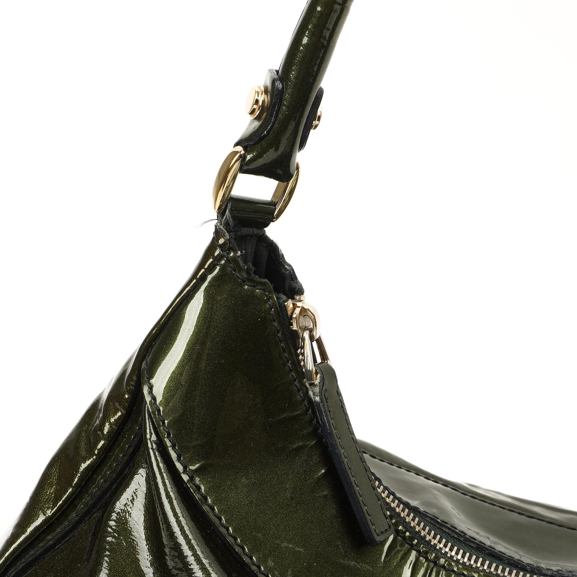 Gucci Abbey D-Ring Olivgrünes Lackleder Hobo Bag