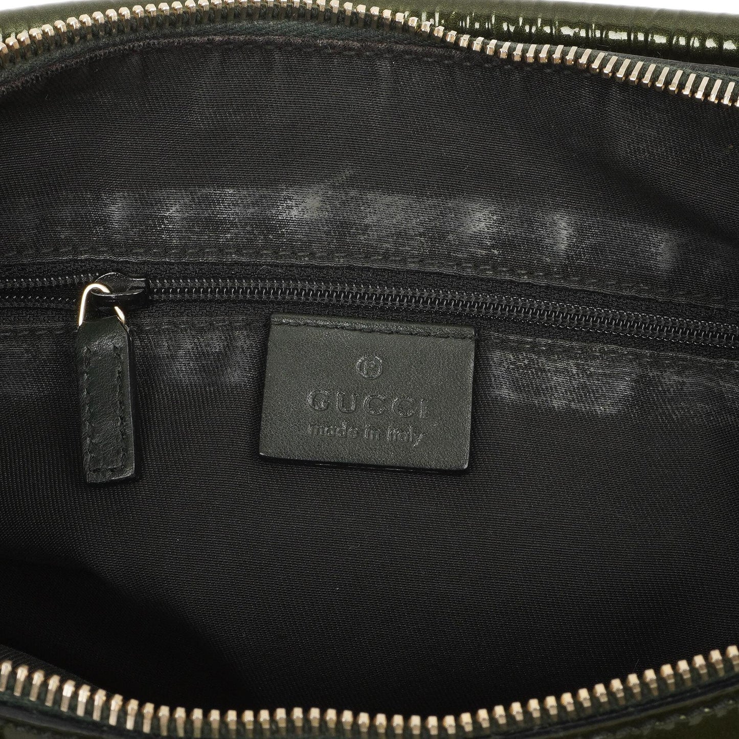 Gucci Abbey D-Ring Olivgrünes Lackleder Hobo Bag
