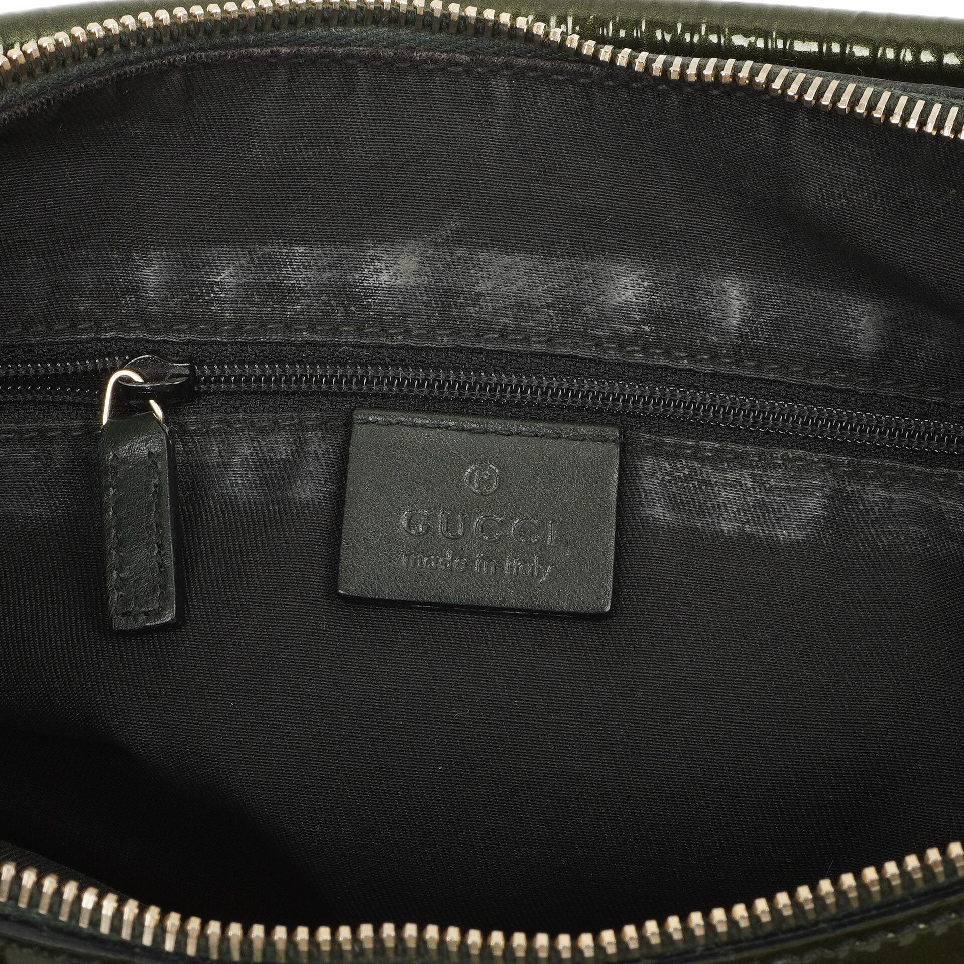 Gucci Abbey D-Ring Olivgrünes Lackleder Hobo Bag