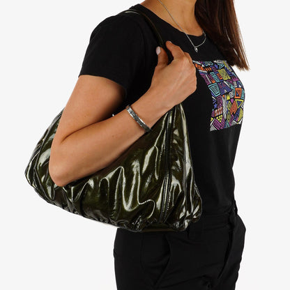 Gucci Abbey D-Ring Olivgrünes Lackleder Hobo Bag