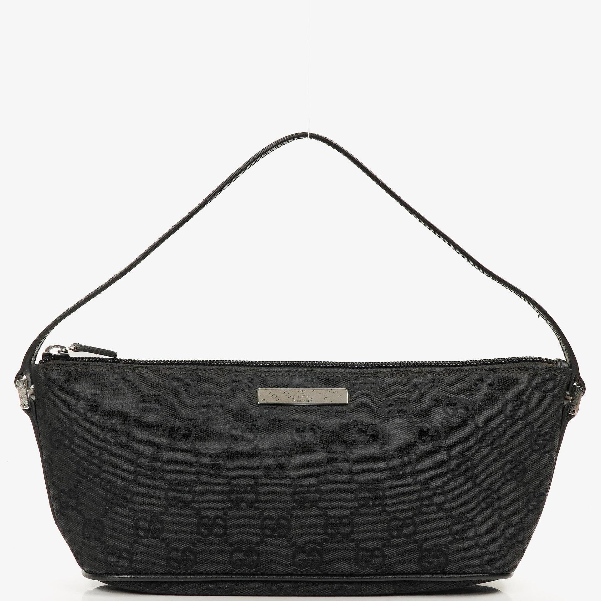 Gucci Baguette Pochette Boot Schwarz GG Monogram Tasche