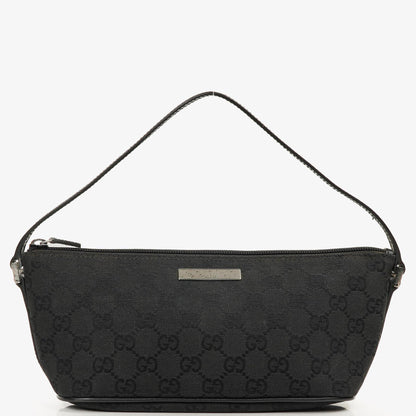 Gucci Baguette Pochette Boot Schwarz GG Monogram Tasche