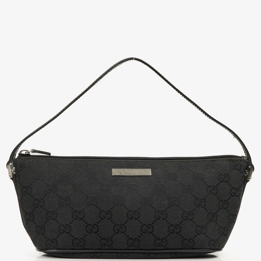 Gucci Baguette Pochette Boot Schwarz GG Monogram Tasche