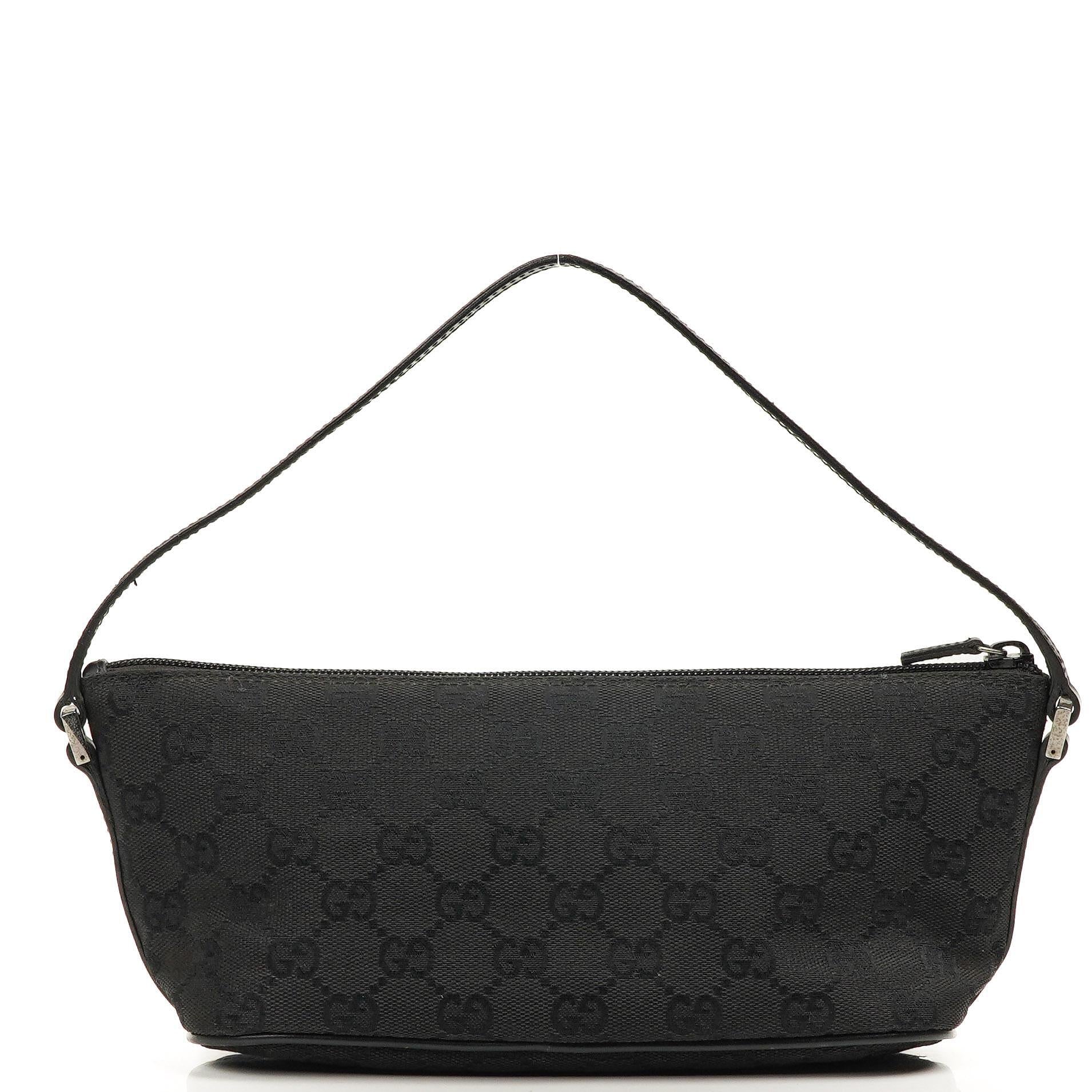 Gucci Baguette Pochette Boot Schwarz GG Monogram Tasche