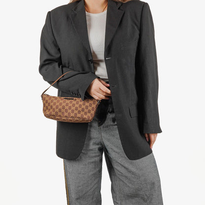 Gucci Baguette Pochette Boat Tasche mit braunem GG-Monogramm