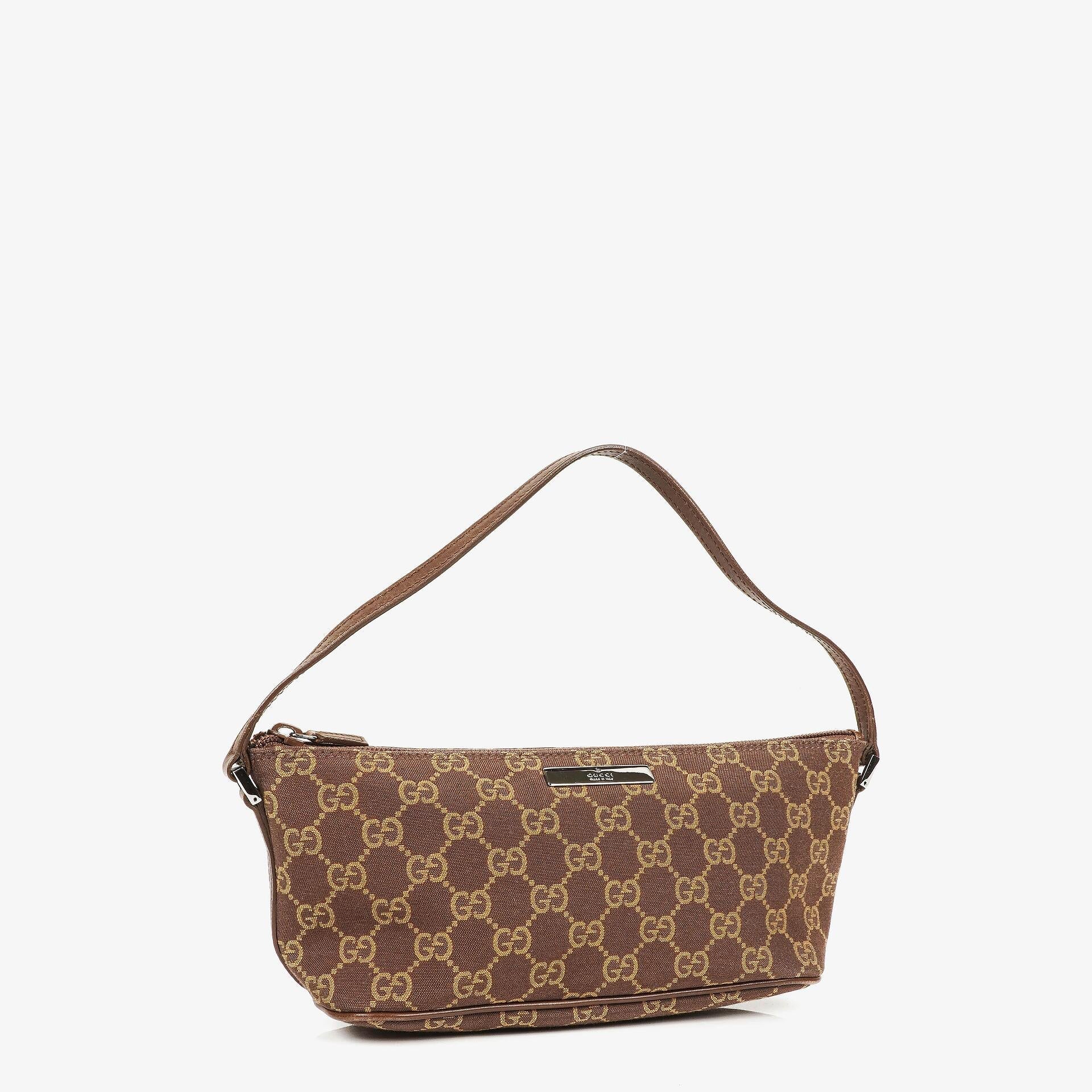 Gucci Baguette Pochette Boat Tasche mit braunem GG-Monogramm
