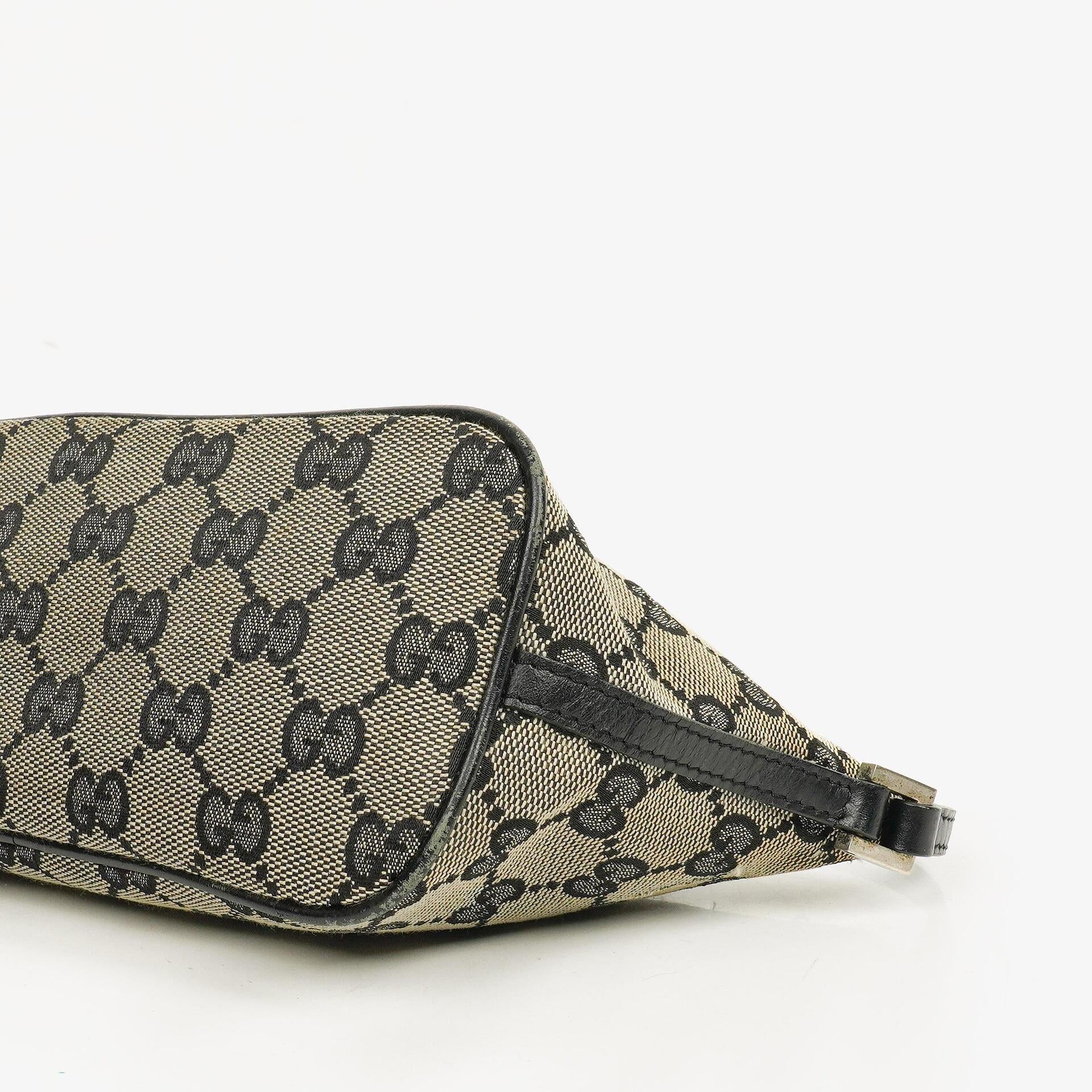 Gucci Baguette Pochette Boat Tasche in Grau/Schwarz mit GG Monogramm