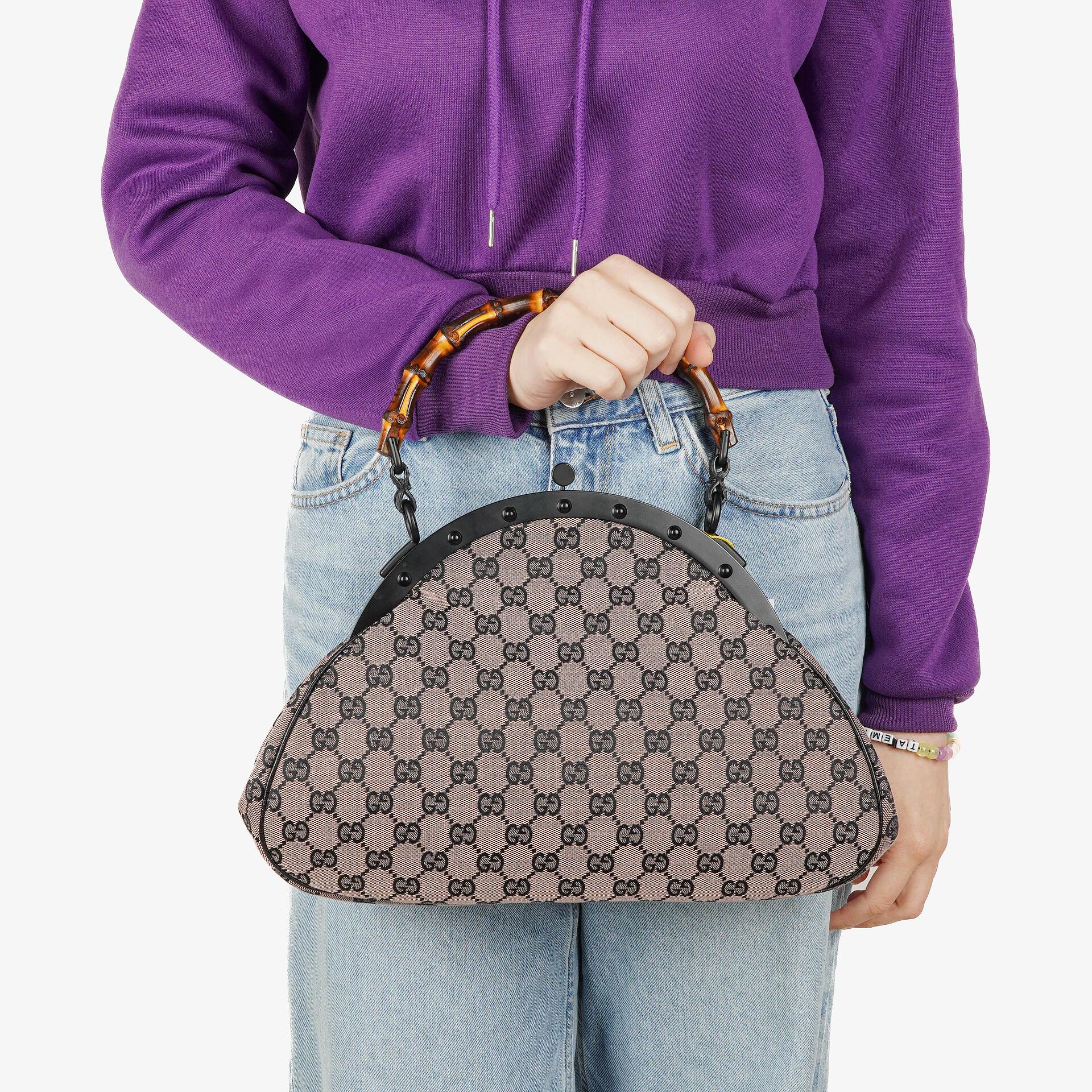 Gucci Bamboo Top Handle Frame Tasche aus GG Canvas