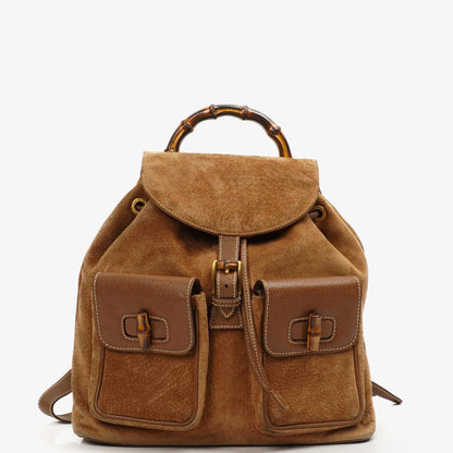Gucci Bamboo Rucksack Braun Wildleder und Leder