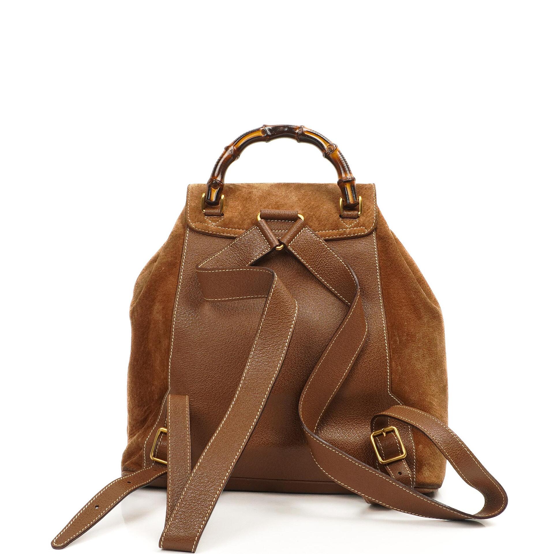 Gucci Bamboo Rucksack Braun Wildleder und Leder