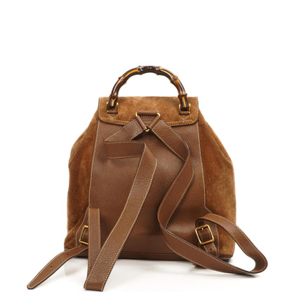 Gucci Bamboo Rucksack Braun Wildleder und Leder