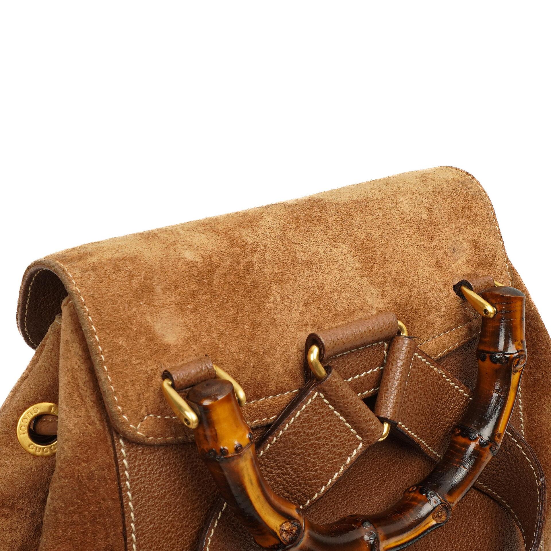 Gucci Bamboo Rucksack Braun Wildleder und Leder