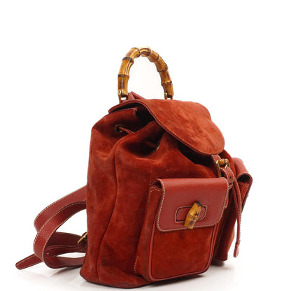 Gucci Bamboo Roter Wildleder und Leder Rucksack