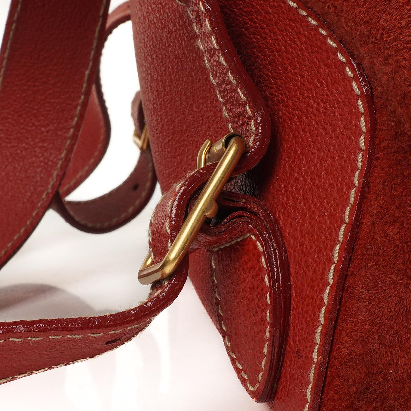 Gucci Bamboo Roter Wildleder und Leder Rucksack